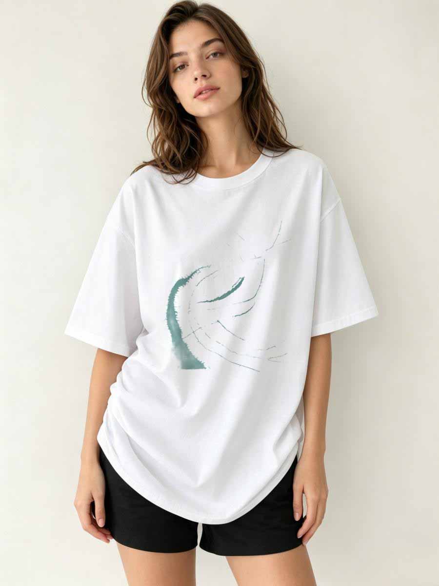Urban Street Fashion Photography - T-Shirts Street Shot Damen Baumwolle Kurzarm