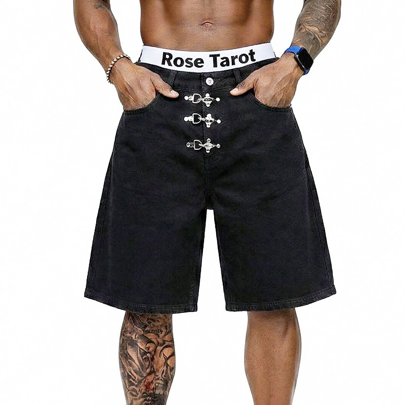 Street Fashion Baggy - Metallschnallen-Kurze Baggy Jeans für Herren Sommer