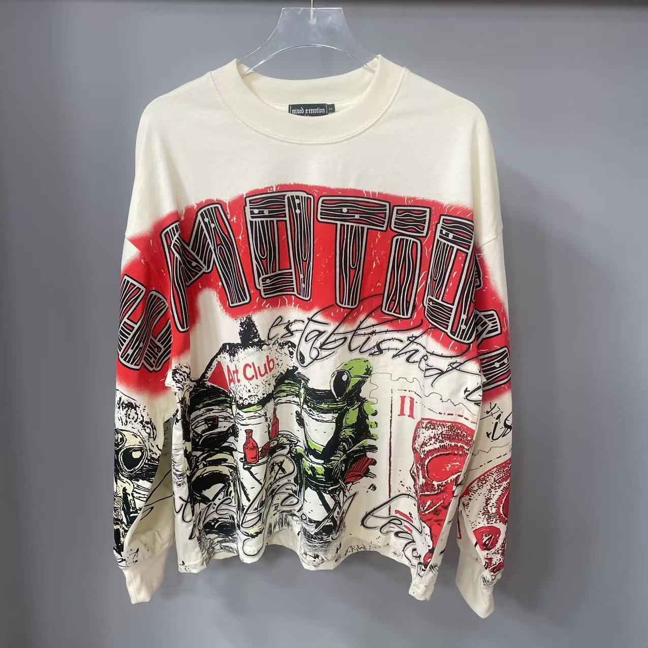 Street For Fashion - Hochwertiges Designer MIXED-EMOTION Langarm-T-Shirt aus 100%