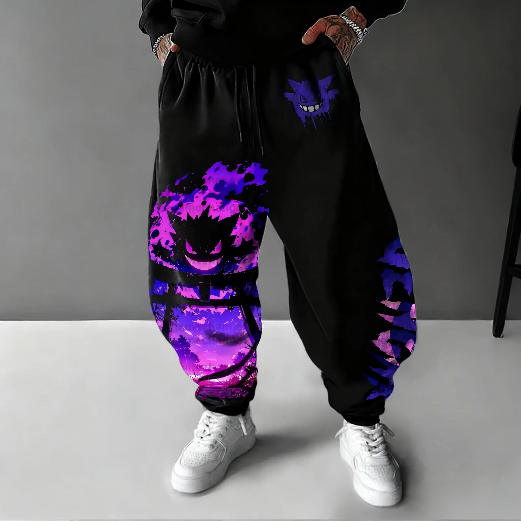 Street Fashion Baggy - Y2K 2026 Pokemon Gengar Baumwoll-Jogginghose für