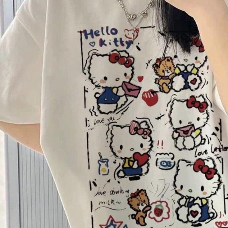 Street For Fashion - Kurzärmeliges Sommer Hello Kitty Graffiti Bedrucktes