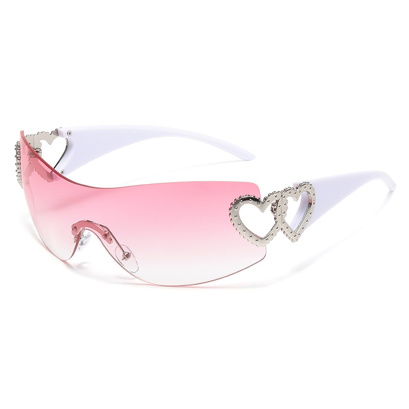 Y2K Randlose Herz-Sonnenbrille – Street Fashion Shoot Bewertung und Preis