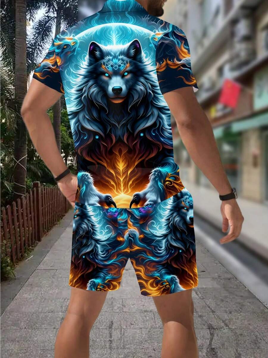 Herrenmode 3D-Wolf-Print Reißv – Street Fashion Styles Bewertung und Preis