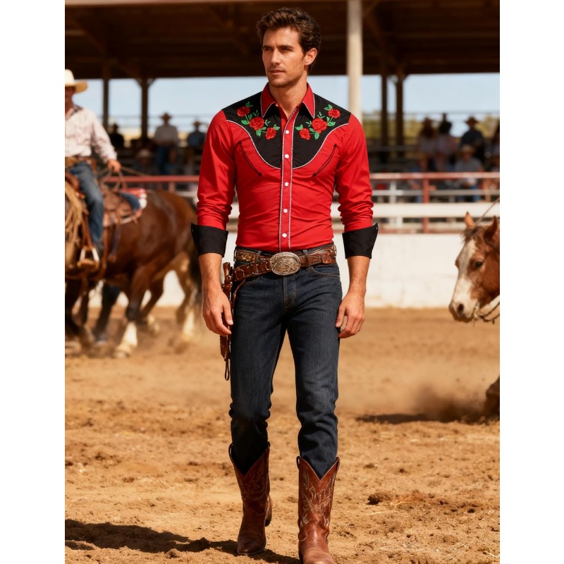 Herren Western Cowboy Hemd Lan – Street Fashion Dance Bewertung und Preis
