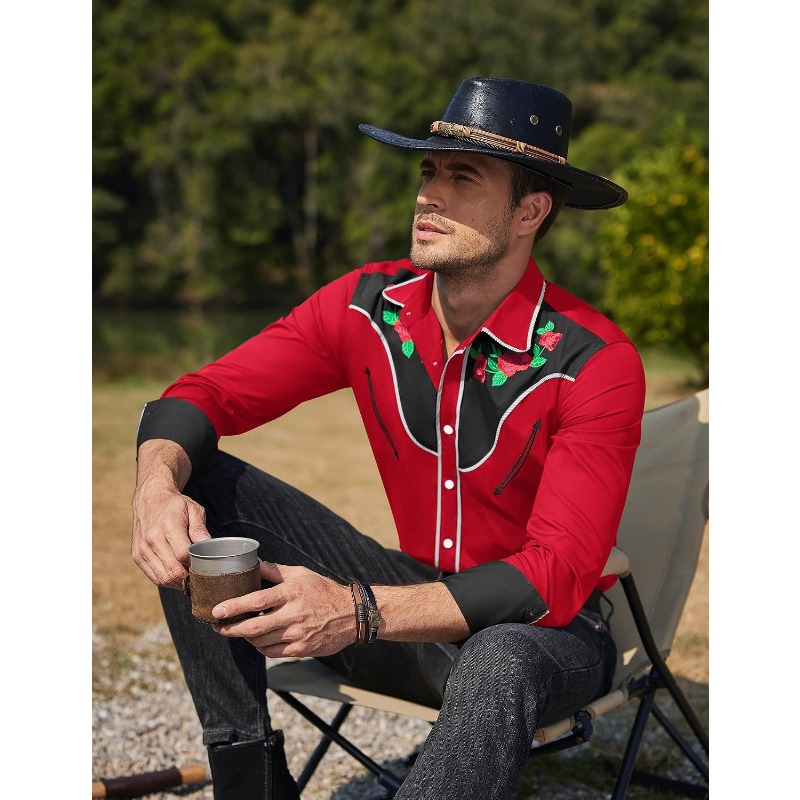 Herren Western Cowboy Hemd Lan – Street Fashion Dance Bewertung und Preis