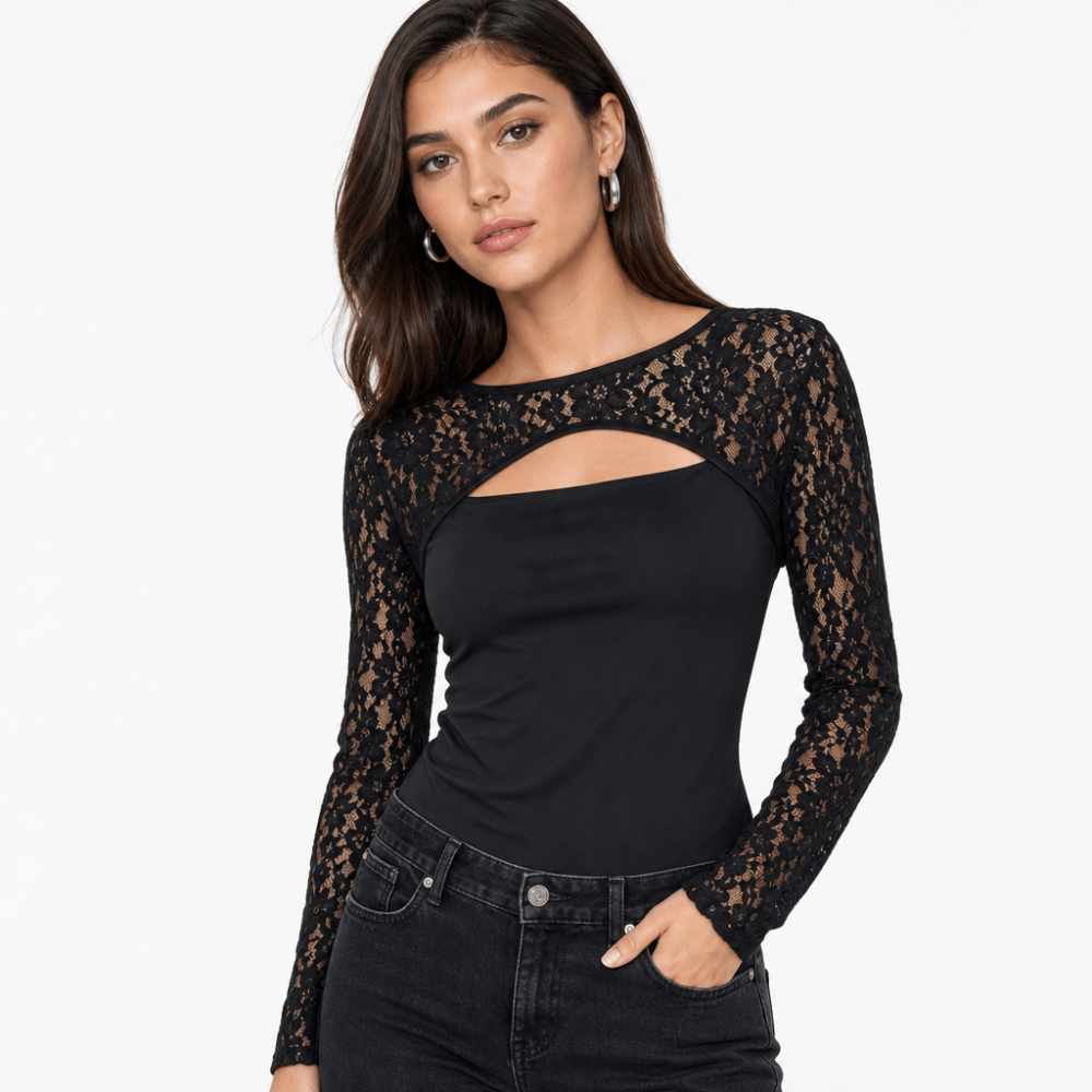 Stilvolle einfarbige Spitzen-L – Mesh Top Layering Bewertung und Preis