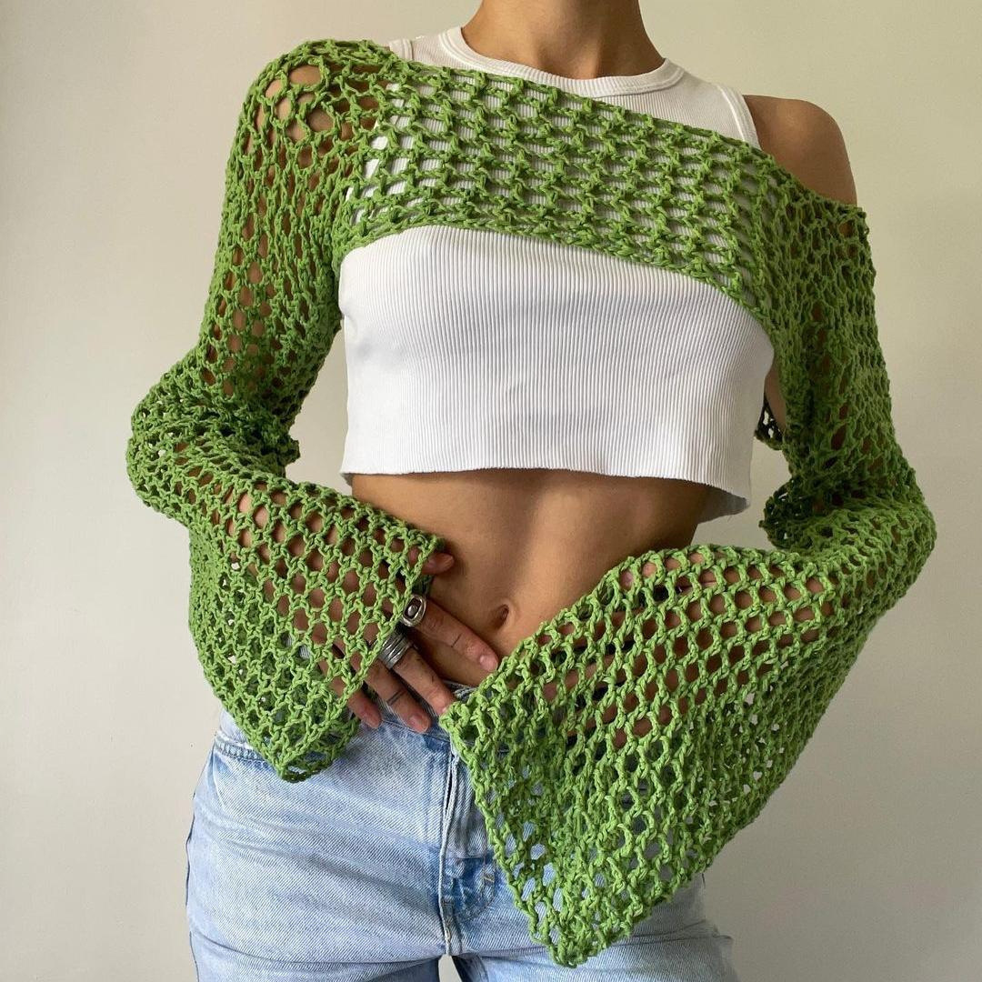 Langarm Häkeln Crop Top Sommer – Mesh Top Layering Bewertung und Preis