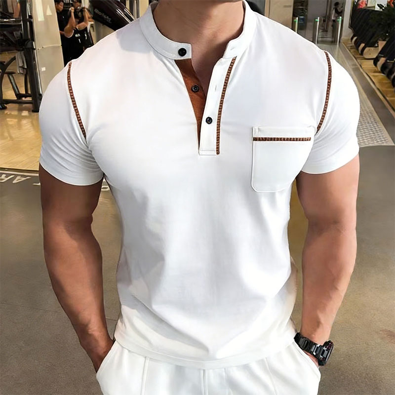 Neues Sommer-Herren-Henley-Kra – Street Fashion Styles Bewertung und Preis
